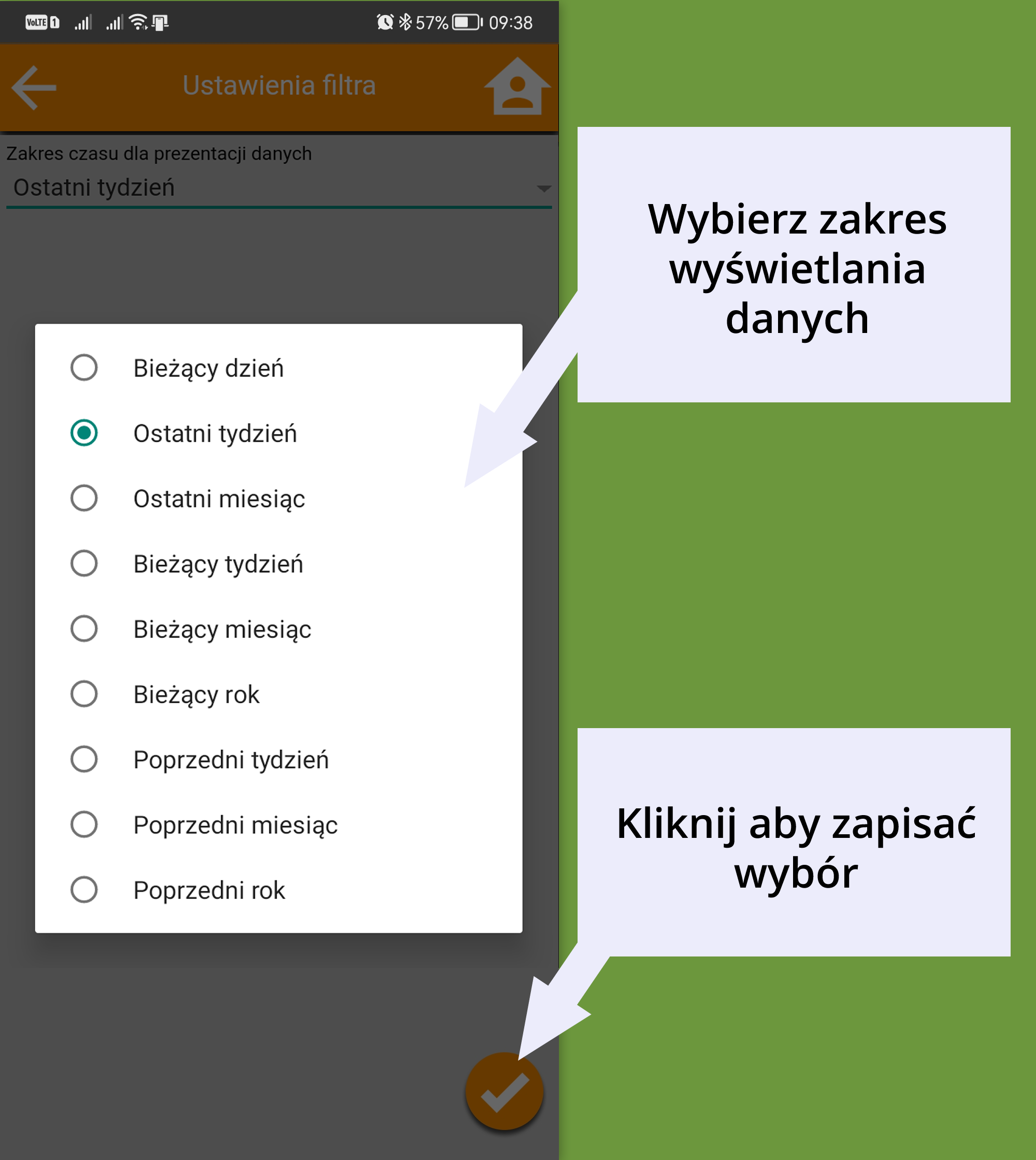 filtrowanie przyjęć