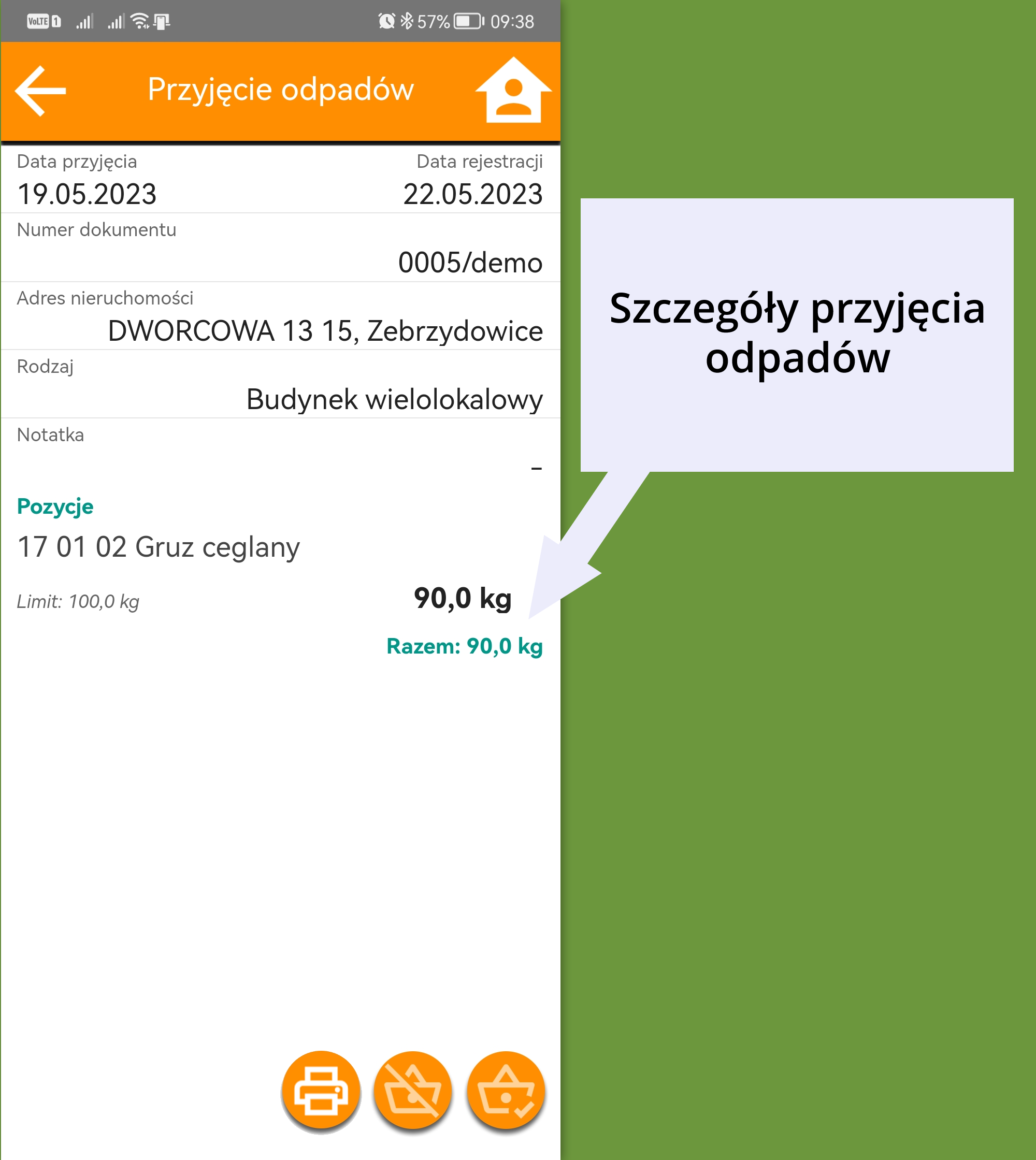 przyjęcie odpadów - szczegóły